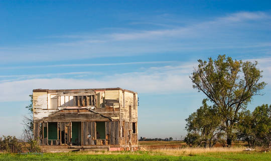 Something happened to the roof and front porch of this house
